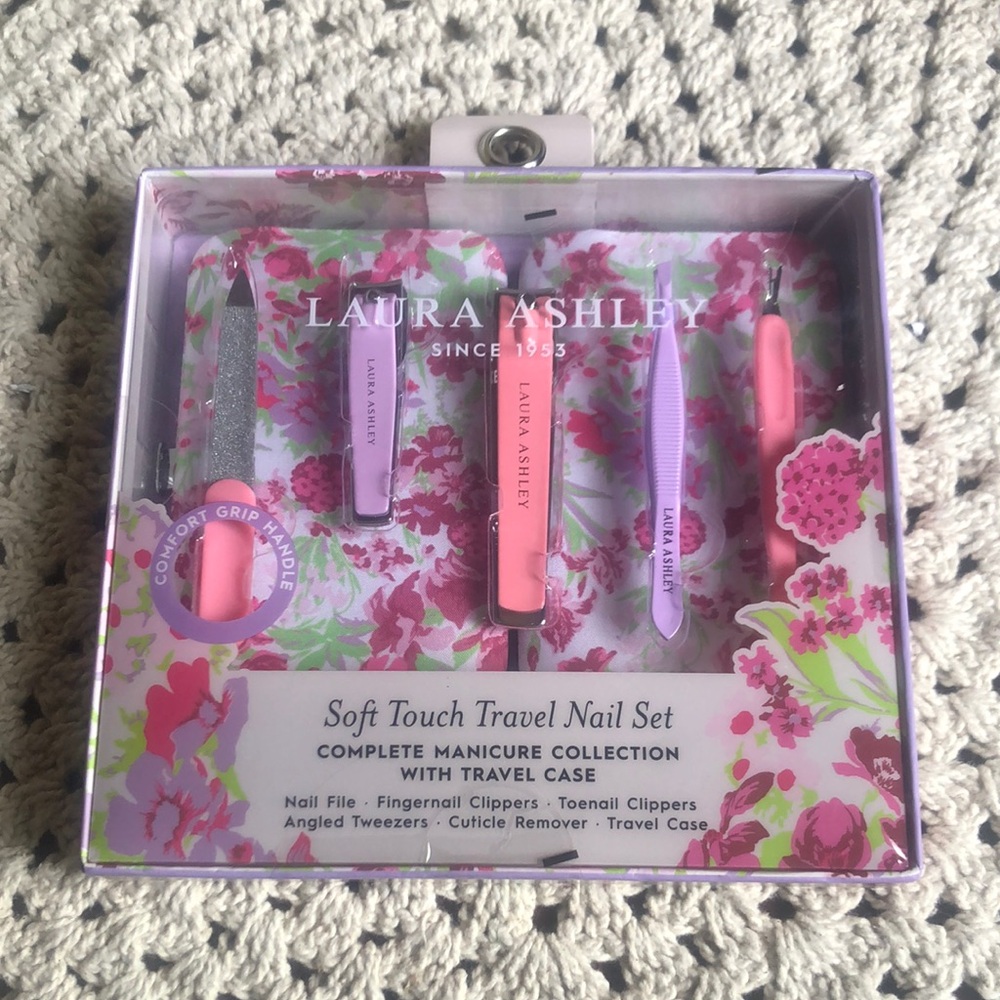 Laura Ashley Pink Floral Nail Tool Travel Set